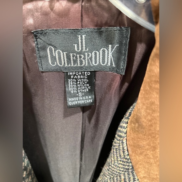 Vintage 90’s Blazer Multi Pattern Tweed Suede Collar Small JL Colebrook EUC - Picture 4 of 10